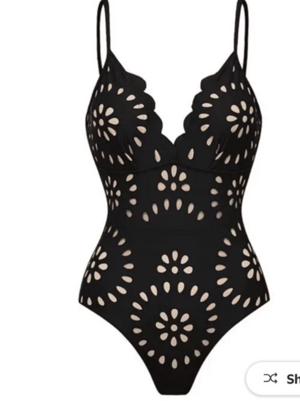 Vibecurve NWT Women's One piece Swim Black Nude Cut Outs  High Back Medium